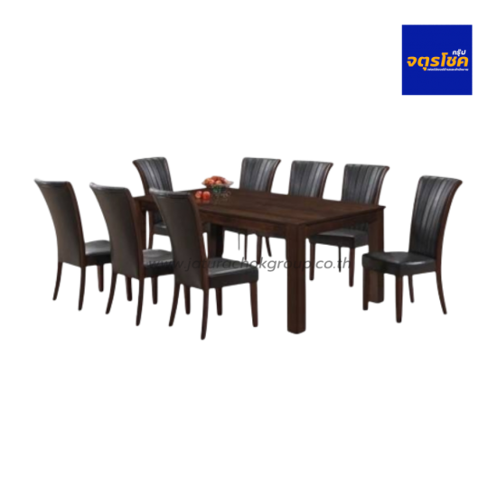 ชุดโต๊ะอาหาร 8 ที่นั่ง รุ่น ซัลเวีย SALVIA /โต๊ะหน้าไม้ เก้าอี้ไม้หนังดำ SDT-90180/C-9083/388 เฟอร์นิเจอร์