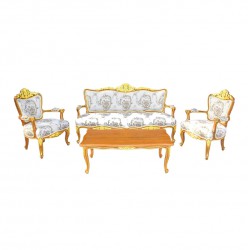 ชุดรับแชกหลุยส์ชบา+โต๊ะกลางหลุยส์ชบา-สีธรรมชาติเดินทอง