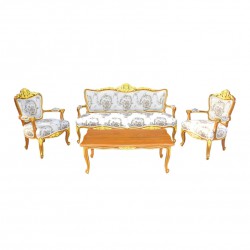 ชุดรับแชกหลุยส์ชบา+โต๊ะกลางหลุยส์ชบา-สีธรรมชาติเดินทอง